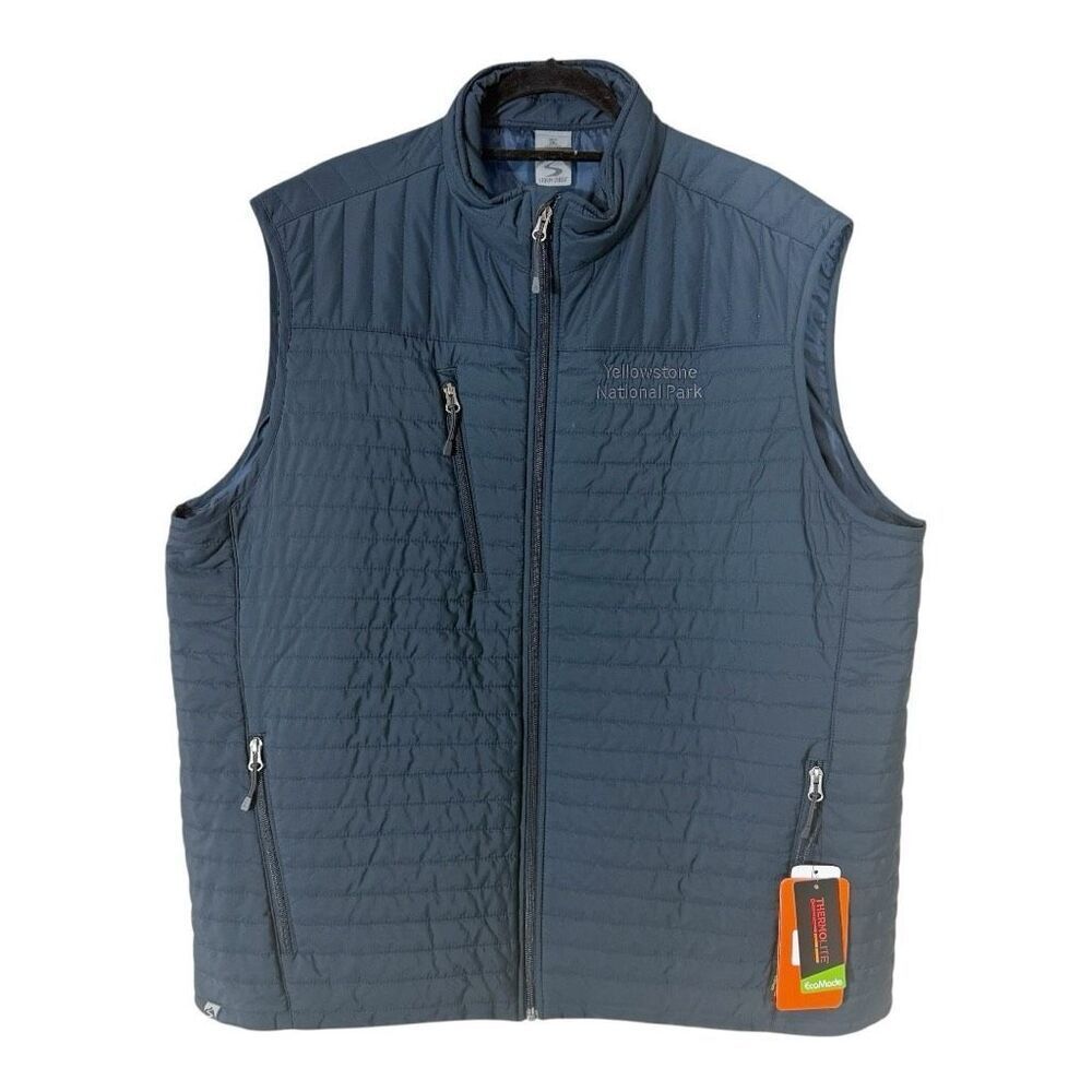 Storm Creek Men’s Kasper 3120 Blue Quilted Thermolite Yellow Stone Logo Vest 2XL